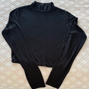 Harlow Ribbed Black Mock Neck Top